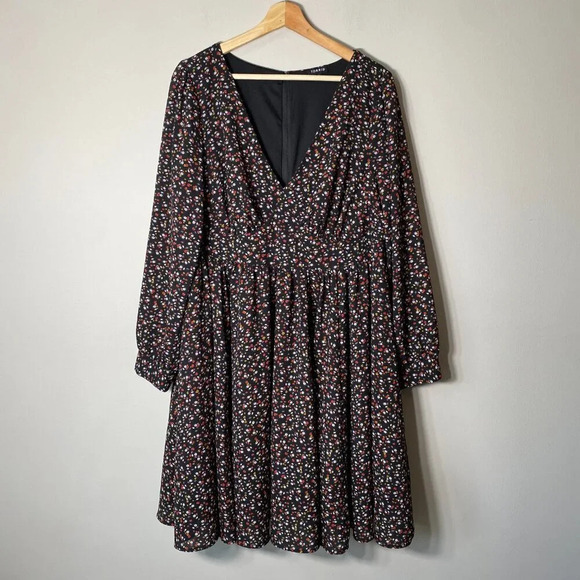 Torrid Women's Size 12 Balloon Sleeve Floral Print Georgette V-Neck Mini Dress - Picture 4 of 15